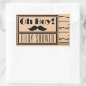Oh Boy Black Mustache Baby shower Rechthoekige Sticker (Tas)