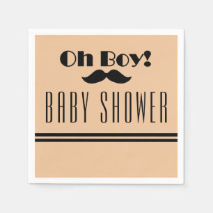 Oh Boy Black Mustache Baby shower Servet