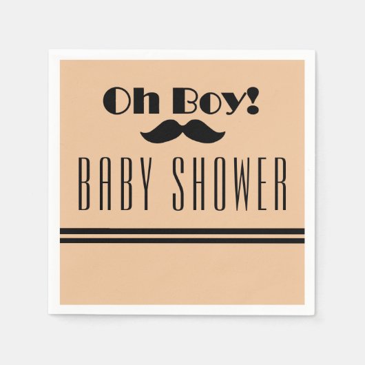 Oh Boy Black Mustache Baby shower Servet (Voorkant)