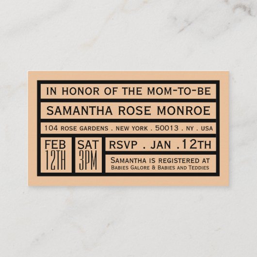 Oh Boy Black Mustache Baby shower Ticket Invite Informatiekaartje (Achterkant)