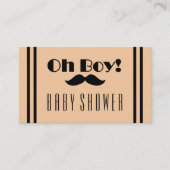 Oh Boy Black Mustache Baby shower Ticket Invite Informatiekaartje (Voorkant)