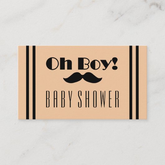 Oh Boy Black Mustache Baby shower Ticket Invite Informatiekaartje (Voorkant)