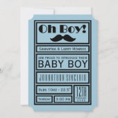 Oh Boy Black Mustache New Baby Boy Aankondiging (Voorkant)