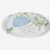 Oh boy blauw ballonjongen baby shower groen papieren bordje (Gekanteld)