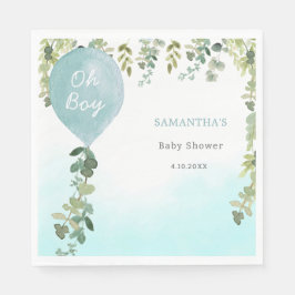 Oh boy blauw ballonjongen baby shower groen servet