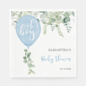 Oh boy blauw ballonjongen baby shower groen servet (Voorkant)