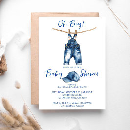 Oh boy blauw jeans baby shower sjabloon kaart