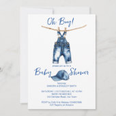 Oh boy blauw jeans baby shower sjabloon kaart (Voorkant)