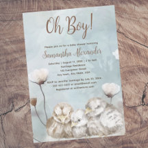 Oh Boy! blauw waterverf baby shower