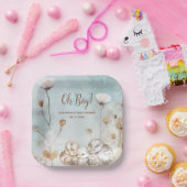 Oh Boy! blauw waterverf baby shower Papieren Bordje (Feest)