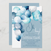Oh Boy blauwe ballonnenboog baby shower Kaart (Voorkant / Achterkant)