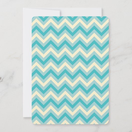 Oh boy! Blauwe, Blauwgroen Chevron Baby shower Uit Kaart (Achterkant)