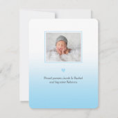 OH BOY blauwe overlay Moderne foto Geboorte Aankondiging (Achterkant)