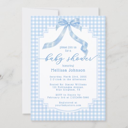 Oh Boy Bleek Blue Gingham Plaid Baby shower Kaart (Voorkant)