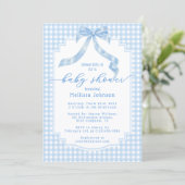 Oh Boy Bleek Blue Gingham Plaid Baby shower Kaart (Staand voorkant)
