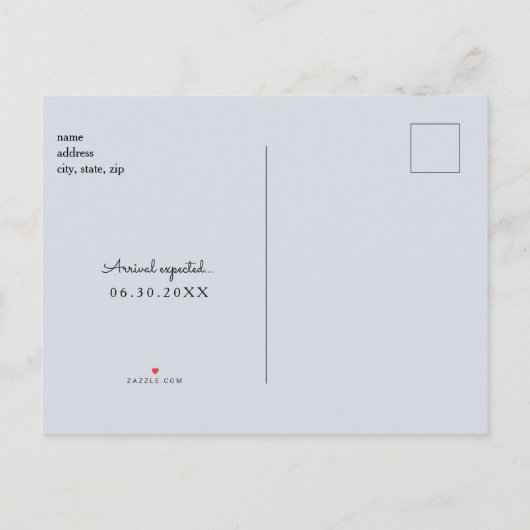 Oh Boy Bleek Blue Ultrasound Foliage Aankondigingskaart (Achterkant)