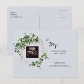 Oh Boy Bleek Blue Ultrasound Fotoaankondiging PO Aankondigingskaart (Voorkant / Achterkant)