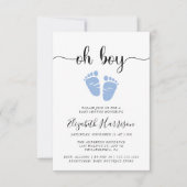 Oh Boy Blue Baby Feet Shower Kaart (Voorkant)