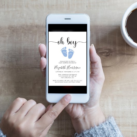 Oh Boy Blue Baby Feet Shower Kaart