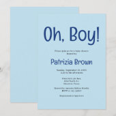 Oh Boy Blue Baby Shower  Invitation Kaart (Voorkant / Achterkant)
