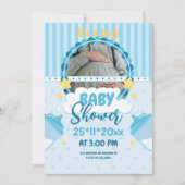 Oh Boy Blue Baby shower met foto, Baby Boy Kaart (Voorkant)