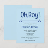 Oh Boy Blue Baby Shower Uitnodiging (Voorkant / Achterkant)