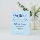 Oh Boy Blue Baby Shower Uitnodiging (Staand voorkant)