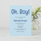 Oh Boy Blue Baby Shower Uitnodiging (Staand voorkant)
