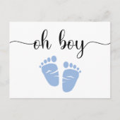 Oh Boy Blue Baby shower Uitnodiging Briefkaart (Voorkant)