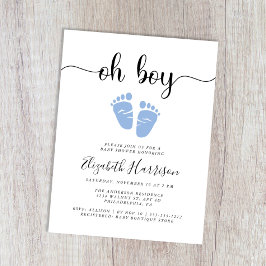 Oh Boy Blue Baby shower Uitnodiging Briefkaart