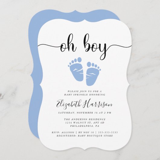 Oh Boy Blue Baby Sprinkle Kaart (Voorkant / Achterkant)
