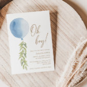 Oh Boy Blue ballon Eucalyptus Foliage Baby shower Kaart