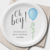 Oh Boy Blue Balloon Boy Baby shower Papieren Bordje