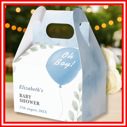 Oh Boy Blue Balloon Eucalyptus Baby Shower Favor B Bedankdoosjes