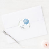 Oh Boy Blue Balloon Eucalyptus Baby Shower Ronde Sticker (Envelop)