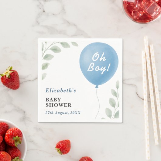 Oh Boy Blue Balloon Eucalyptus Baby Shower Servet (Insitu)