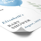 Oh Boy Blue Balloon Eucalyptus Baby Shower Welcome Poster (Hoek)