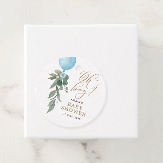 Oh Boy Blue Balloon Greenery Baby shower Bedankjes Labels (In situ)