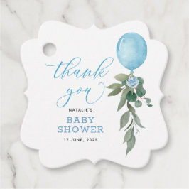 Oh Boy Blue Balloon Greenery Baby shower Bedankjes Labels