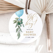 Oh Boy Blue Balloon Greenery Baby shower Bedankjes Labels