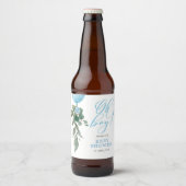 Oh Boy Blue Balloon Greenery Baby shower Bier Etiket (Voorkant)