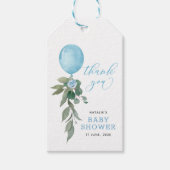Oh Boy Blue Balloon Greenery Baby shower Cadeaulabel (Voorkant)
