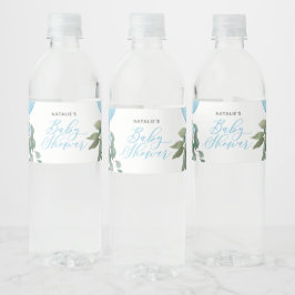 Oh Boy Blue Balloon Greenery Baby shower Waterfles Etiket