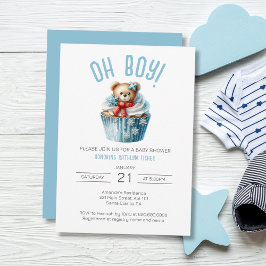 Oh Boy Blue Beer Animal Baby shower Kaart