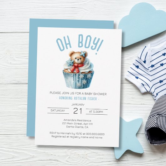 Oh Boy Blue Beer Animal Baby shower Kaart