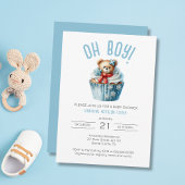 Oh Boy Blue Beer Animal Baby shower Kaart