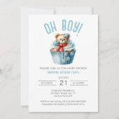 Oh Boy Blue Beer Animal Baby shower Kaart (Voorkant)