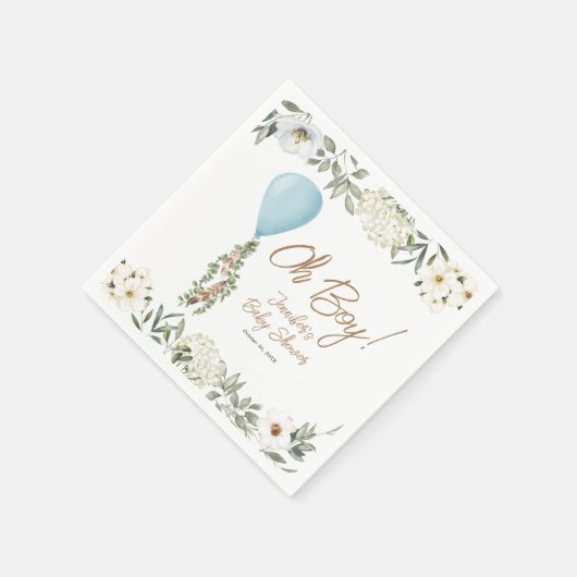 Oh Boy Blue Boho ballonBaby shower Servet (Hoek)