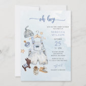 Oh Boy Blue Boho Boy Baby shower Uitnodiging (Voorkant)