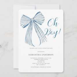  Oh Boy Blue Bow Baby Shower Kaart